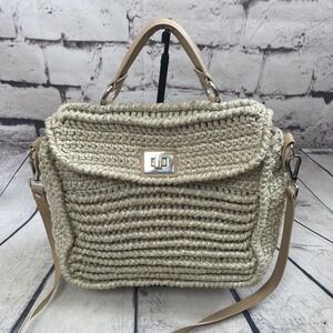 Katherine Tess Lurex Handbag Mini‎ Beige with Shoulder Strap Italian Hand Woven